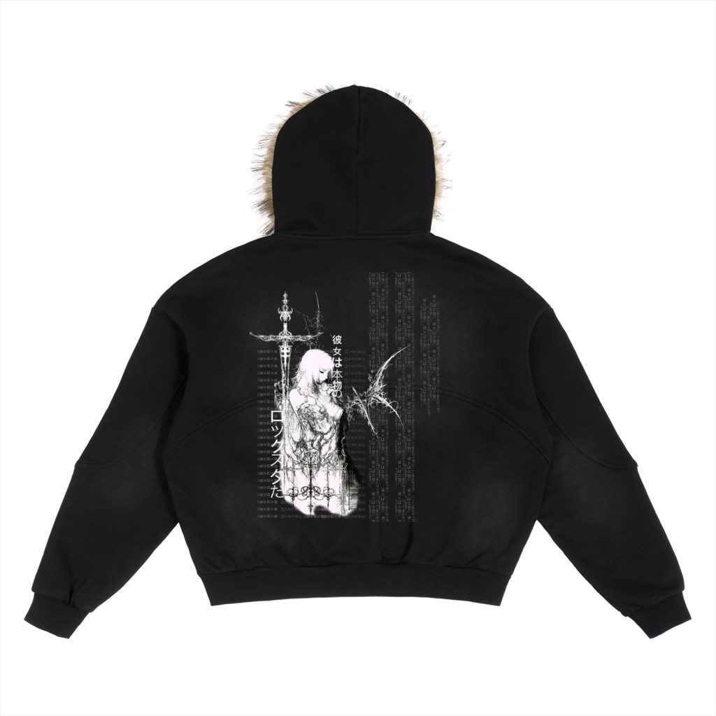 RR Sun Fade Detachable Fur Hoodie
